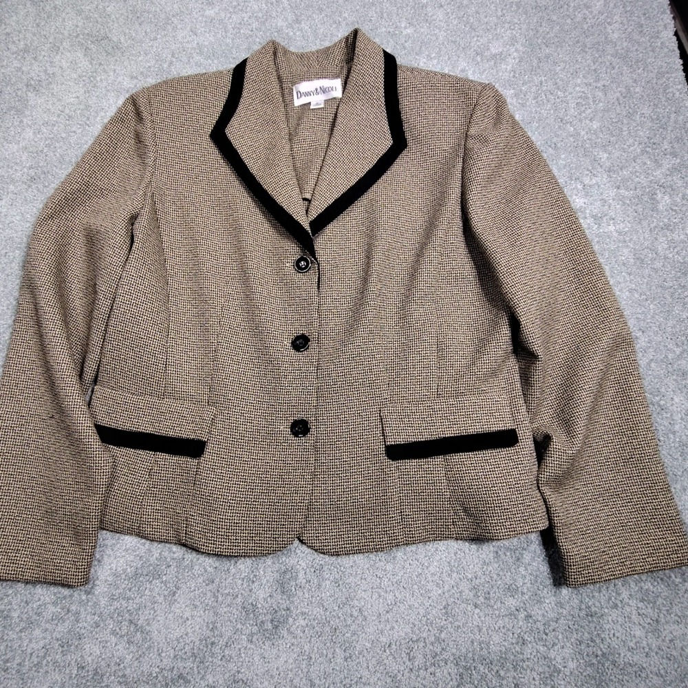 Danny & Nicole Blazer Womens 12 Professional Tan Black Check Trim Good